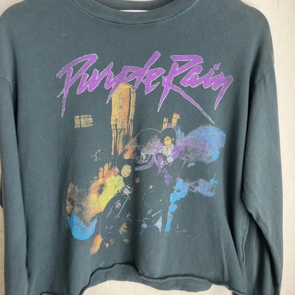 Daydreamer Prince Purple Rain Graphic Crop Long Sleeve Shirt Top Size XS - Picture 4 of 6